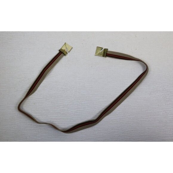 VINTAGE WOMEN'S BROWN STRIPED ELASTIC BELT - GOLD TONE CLASP - ADJUSTABLE - Picture 6 of 9